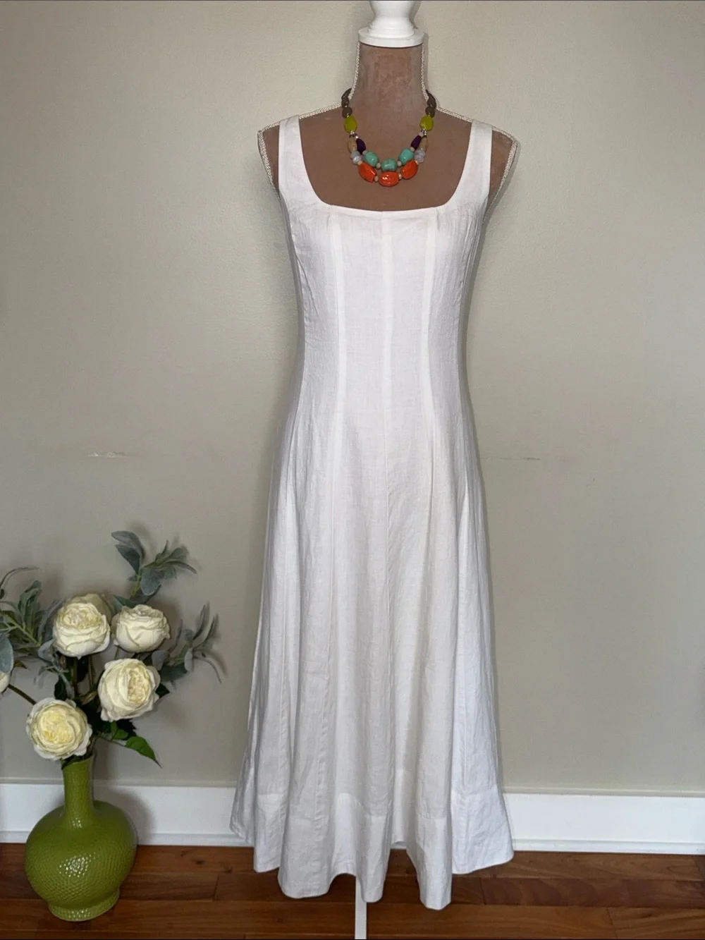 Lilly Pulitzer White Sleeveless Square-Neck Midi Dress